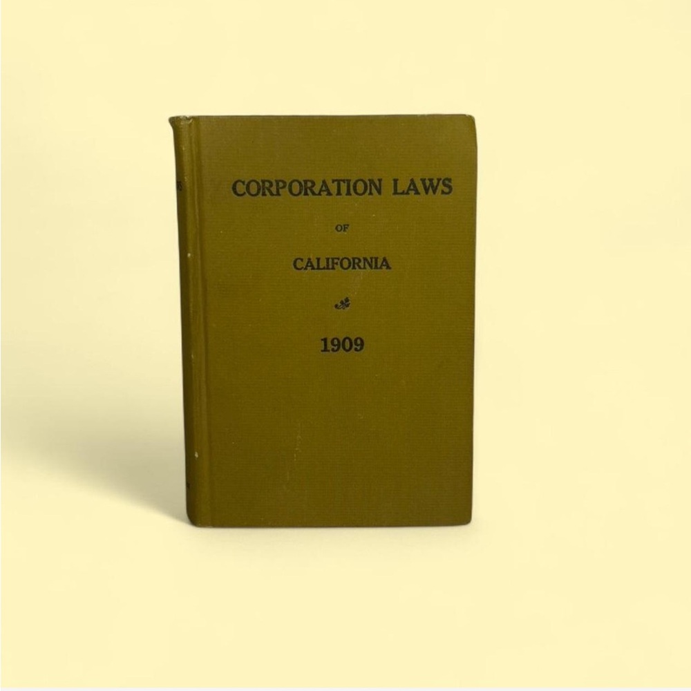Vintage Style 'Corporation Laws of California' Olive Green Coffee Table Book